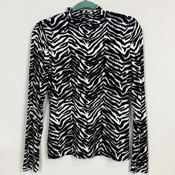 St. John Zebra Stripe Stretchy Turtleneck S - Picture 1 of 9